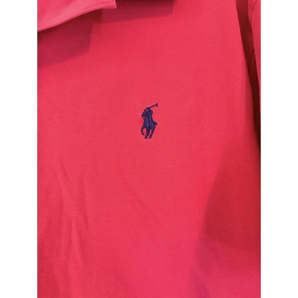 Polo Ralph Lauren Short Sleeve Polo Shirt‎ Classic Fit Mens Large Pink Blue Pony
